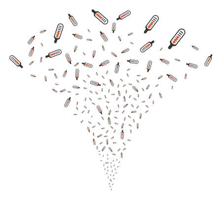 Thermometer stream fountain in flat iconic symbols.のイラスト素材