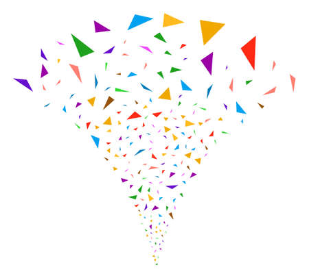 Triangular Fragments exploding fountain. Vector illustration style is flat iconic symbols. Object fountain done from random pictographs as triangular fragments fireworks.のイラスト素材