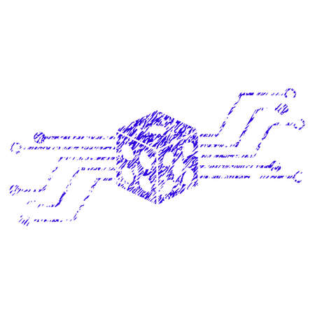 Grunge Digital Dice Circuit rubber seal stamp watermark. Icon symbol with grunge design and dust texture. Unclean vector blue sticker.のイラスト素材