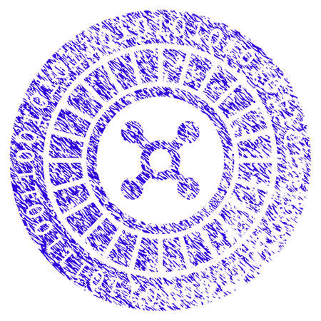 Grunge Digital Casino Roulette rubber seal stamp watermark. Icon symbol with grunge design and dust texture. Unclean vector blue sign.のイラスト素材