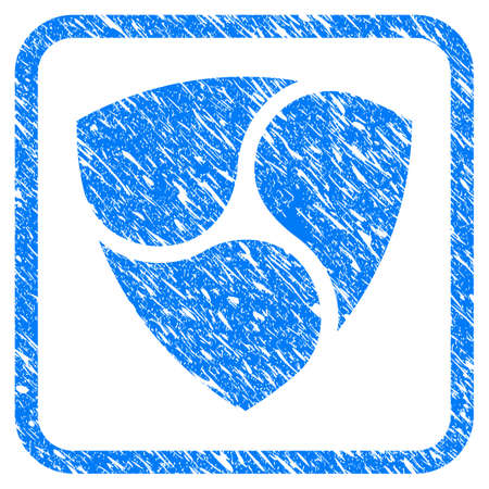 Nem rubber seal stamp watermark. Icon vector symbol with grunge design and dust texture in rounded square. Scratched blue emblem on a white background.のイラスト素材