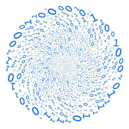 Binary Digits cycle sphere. Element curl done from randomized binary digits items. Vector...