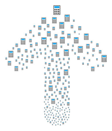 Calculator illustration constructed in the set of ahead directed arrow. Upwards direct arrow figure designed from calculator items.のイラスト素材