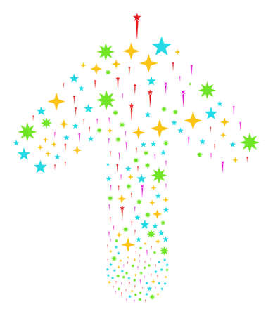 Confetti Stars composition composed in the group of upwards target arrow. Upwards pointing arrow figure done from confetti stars design elements.のイラスト素材