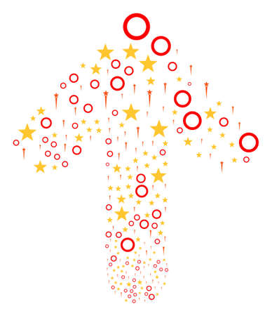 Confetti Stars composition designed in the combination of upwards move arrow. Up directional arrow shape composed from confetti stars symbols.のイラスト素材