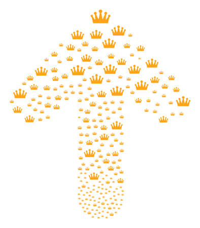 Crown pattern organized in the set of ahead target arrow. Forward oriented arrow shape created from crown objects.のイラスト素材
