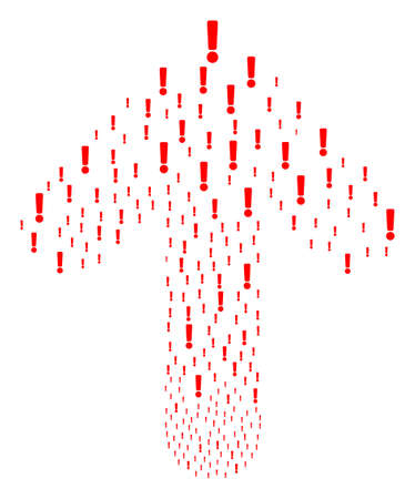 Exclamation Sign pattern organized in the collection of forward way arrow. Upwards cursor arrow shape organized from exclamation sign design elements.のイラスト素材
