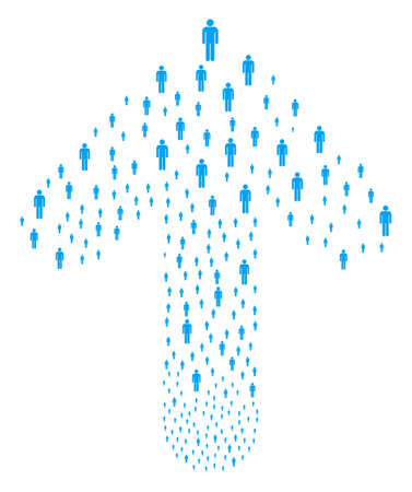 Man User pattern composed in the set of forward directional arrow. Ahead pointing arrow collage combined from man user design elements.のイラスト素材