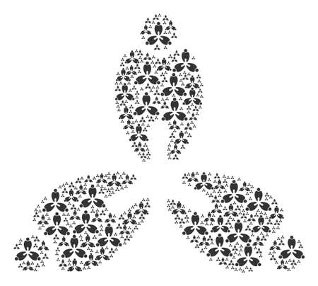 Stomatology collage organized in the combination of stomatology icons. Vector iconized composition done from simple pictograms.のイラスト素材