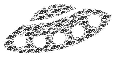 UFO collage combined in the set of UFO pictograms. Vector iconized collage composed from simple pictograms.のイラスト素材