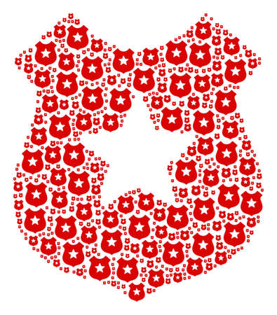 Police Shield collage constructed in the figure of police shield elements. Iconized collage composed from simple elements.のイラスト素材