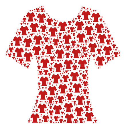 Lady T-Shirt illustration combined in the set of lady t-shirt pictograms. Vector iconized collage organized from simple items.のイラスト素材