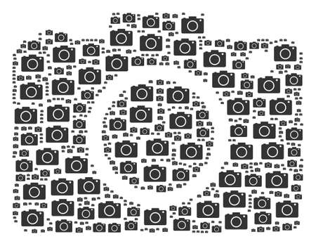 Camera figure filled with pattern of camera iconsのイラスト素材