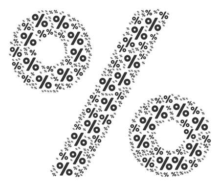 Percent figure composed in the figure of percent icons. Vector iconized collage done with simple pictograms.のイラスト素材