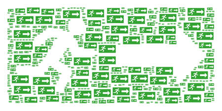 Emergency Exit collage created in the shape of emergency exit elements. Vector iconized collage created from simple pictograms.のイラスト素材