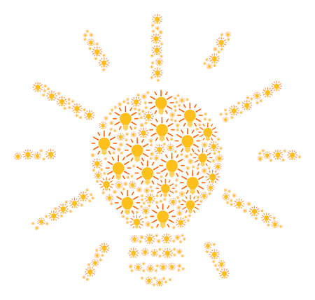 Light Bulb illustration composed in the combination of light bulb elements. Vector iconized collage combined with simple items.のイラスト素材