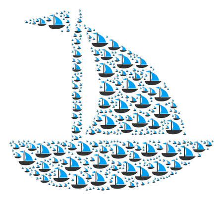 Yacht illustration done in the combination of yacht pictograms. Vector iconized composition organized from simple icons.のイラスト素材