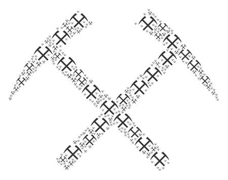 Mining hammers illustration organized in the combination of mining hammers icons. Vector iconized collage designed from simple icons.のイラスト素材