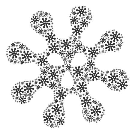 Virus pattern made in the shape of virus design elements. Vector iconized composition designed with simple design elements.のイラスト素材