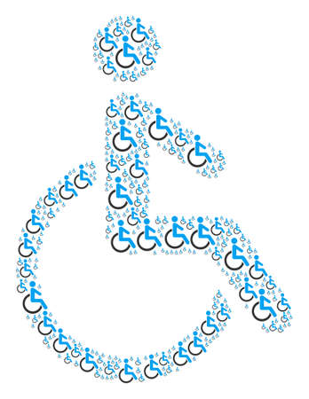 Disabled Person composition made in the combination of disabled person pictograms. Vector iconized collage composed from simple items.のイラスト素材