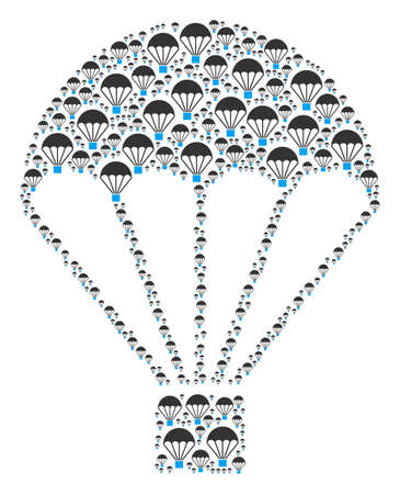 Parachute composition created in the combination of parachute design elements. Vector iconized composition composed with simple design elements.のイラスト素材