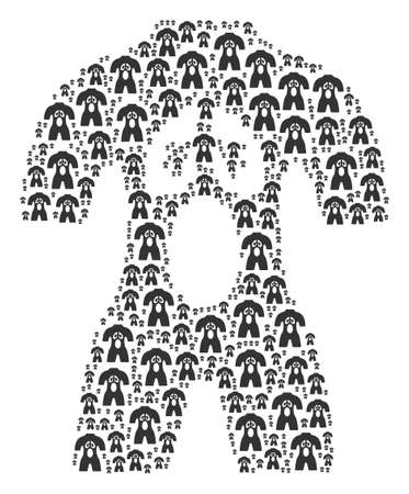 Human Anatomy figure organized in the set of human anatomy icons. Vector iconized collage organized from simple elements.のイラスト素材