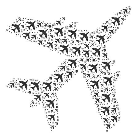 Jet Plane composition combined in the set of jet plane elements. Vector iconized composition done with simple design elements.のイラスト素材