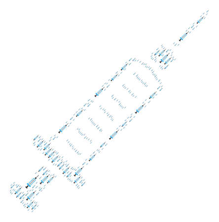 Syringe collage composed in the figure of syringe pictograms. Vector iconized composition made with simple design elements.のイラスト素材