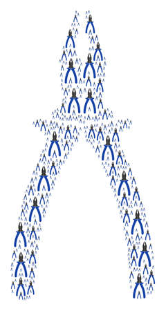 Pliers pattern created in the figure of pliers pictograms. Vector iconized collage designed with simple pictograms.のイラスト素材