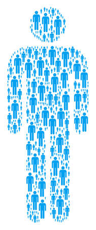 Man User collage composed in the figure of man user design elements. Vector iconized composition combined from simple pictograms.のイラスト素材