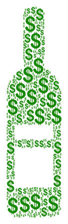 Wine Bottle mosaic of american dollars. Vector dollar currency symbols are composed into wine bottle collage.のイラスト素材