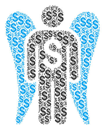 Angel Investor collage of dollar symbols. Vector dollar pictograms are combined into angel investor collage.のイラスト素材