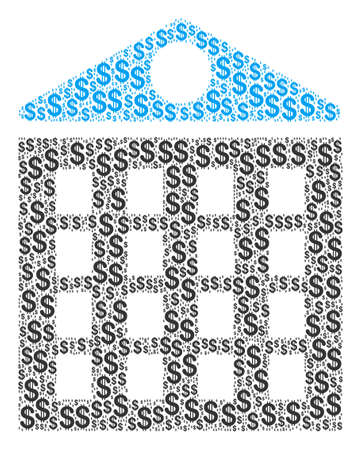 Apartment House mosaic of dollars. Vector dollar currency pictograms are combined into apartment house collage.のイラスト素材