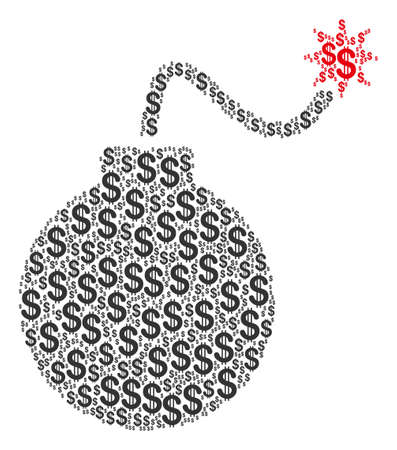 Bomb composition of dollars. Vector dollar currency icons are organized into bomb illustration.のイラスト素材