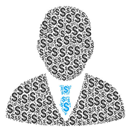 Boss collage of dollar symbols. Vector dollar symbols are united into boss collage.のイラスト素材