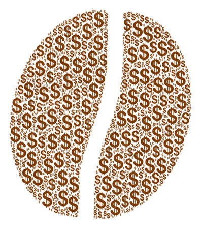 Coffee Bean composition of dollar symbols. Vector dollar symbols are organized into coffee bean illustration.のイラスト素材