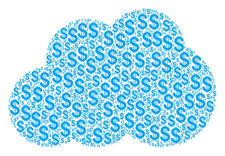 Cloud mosaic of dollar symbols. Vector dollar icons are composed into cloud mosaic.のイラスト素材