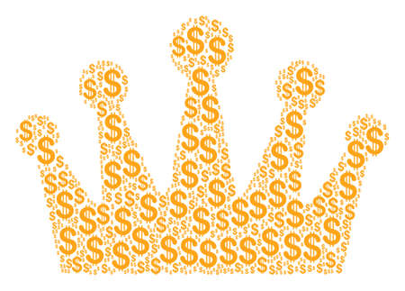 Crown composition of american dollars. Vector dollar icons are united into crown illustration.のイラスト素材