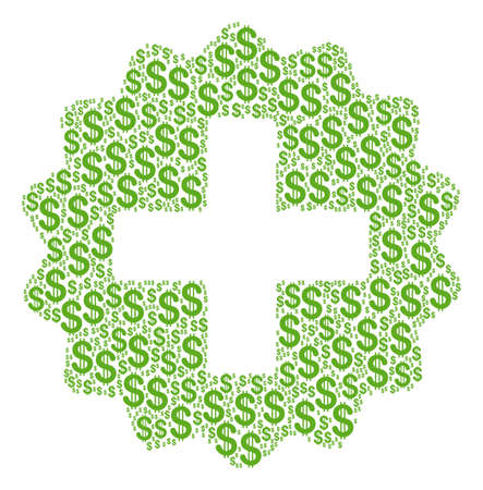 Create collage of american dollars. Vector dollar currency pictograms are combined into create mosaic.のイラスト素材