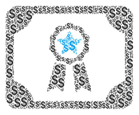 Diploma mosaic of dollars. Vector dollar currency symbols are composed into diploma mosaic.のイラスト素材