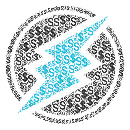 Electroneum collage of dollars. Vector dollar currency symbols are united into electroneum collage.のイラスト素材