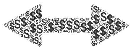 Exchange Arrows composition of dollars. Vector dollar currency symbols are organized into exchange arrows illustration.のイラスト素材
