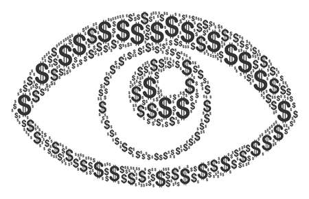 Eye composition of dollars. Vector dollar icons are grouped into eye illustration.のイラスト素材