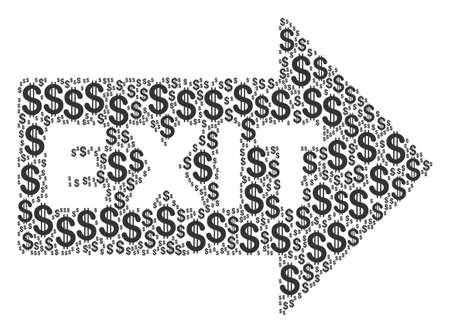 Exit Arrow collage of dollars. Vector dollar symbols are united into exit arrow illustration.のイラスト素材