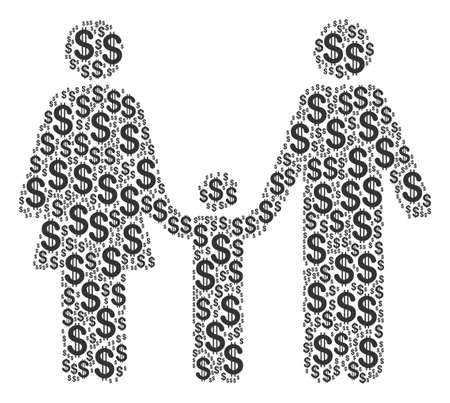 Family Child composition of dollars. Vector dollar icons are composed into family child composition.のイラスト素材