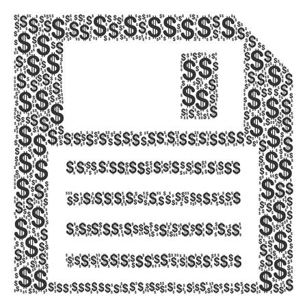 Floppy Disk mosaic of american dollars. Vector dollar currency symbols are combined into floppy disk composition.のイラスト素材