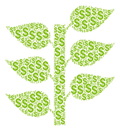 Flora Plant composition of dollar symbols. Vector dollar icons are united into flora plant collage.のイラスト素材