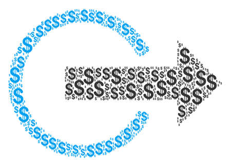 Logout collage of dollar symbols. Vector dollar icons are grouped into logout illustration.のイラスト素材