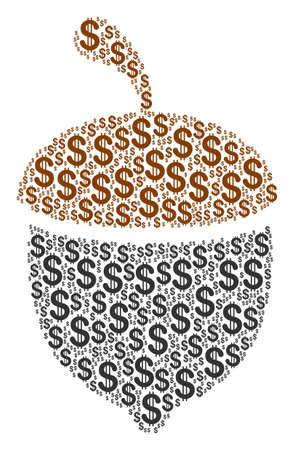 Oak Acorn collage of american dollars. Vector dollar symbols are united into oak acorn composition.のイラスト素材