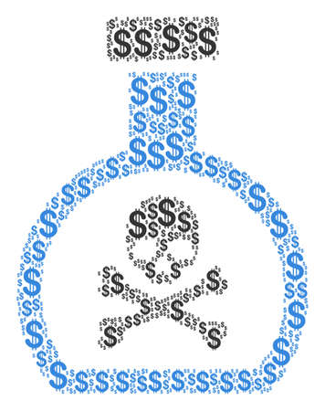 Poison Retort mosaic of dollars. Vector dollar currency pictograms are composed into poison retort collage.のイラスト素材